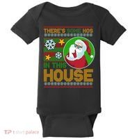 Ugly Christmas Sweater Santa Claus Hos In This House Baby Bodysuit thumb 0