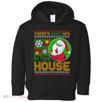 Ugly Christmas Sweater Santa Claus Hos In This House Toddler Hoodie thumb 0