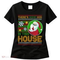 Ugly Christmas Sweater Santa Claus Hos In This House Women's T-Shirt thumb 0