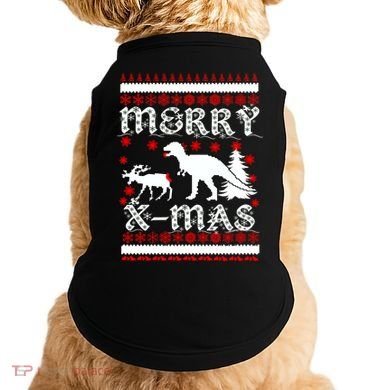 Ugly Christmas Sweater T-Rex Ate Reindeer Doggie Tank