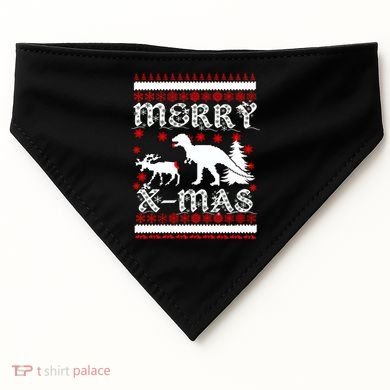 Ugly Christmas Sweater T-Rex Ate Reindeer USA-Made Doggie Bandana