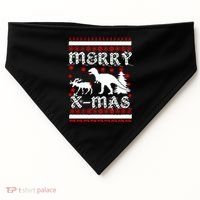 Ugly Christmas Sweater T-Rex Ate Reindeer USA-Made Doggie Bandana thumb 0