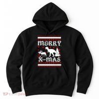 Ugly Christmas Sweater T-Rex Ate Reindeer Hoodie thumb 0
