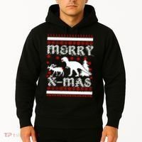 Ugly Christmas Sweater T-Rex Ate Reindeer Hoodie thumb 2