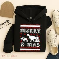Ugly Christmas Sweater T-Rex Ate Reindeer Hoodie thumb 4