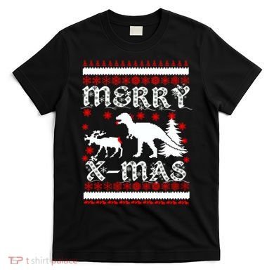 Ugly Christmas Sweater T-Rex Ate Reindeer T-Shirt