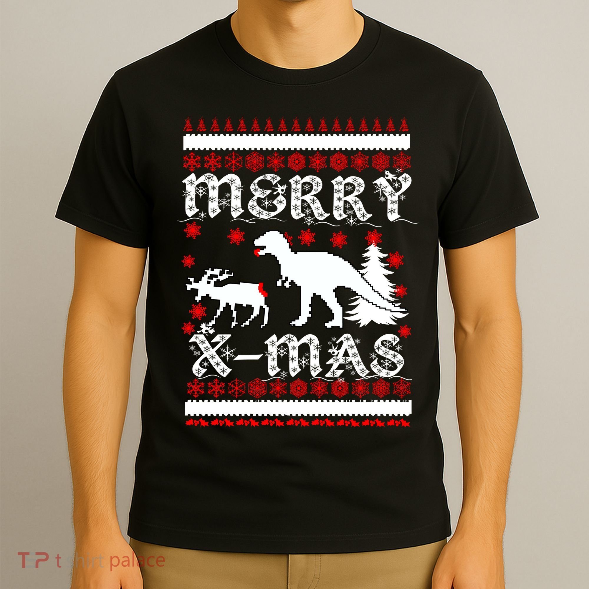 Ugly Christmas Sweater T-Rex Ate Reindeer T-Shirt