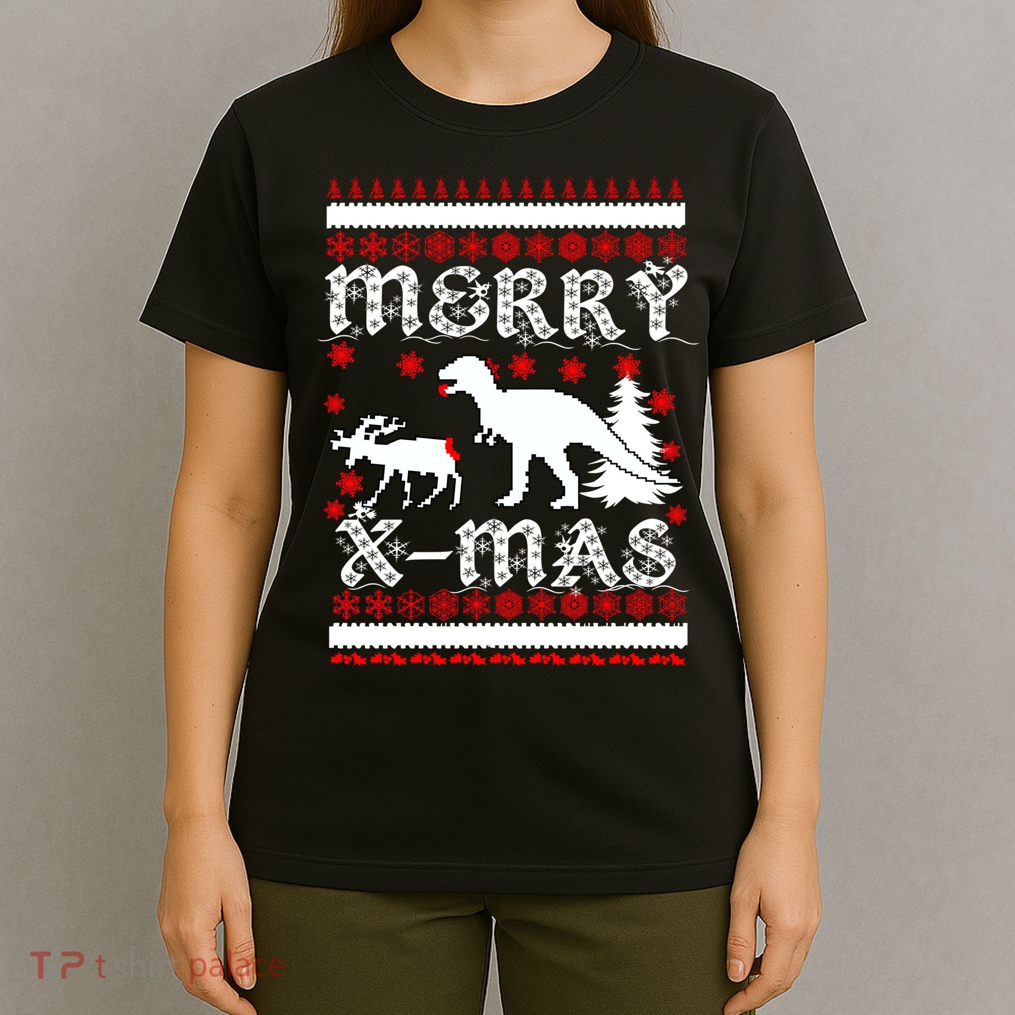 Ugly Christmas Sweater T-Rex Ate Reindeer T-Shirt