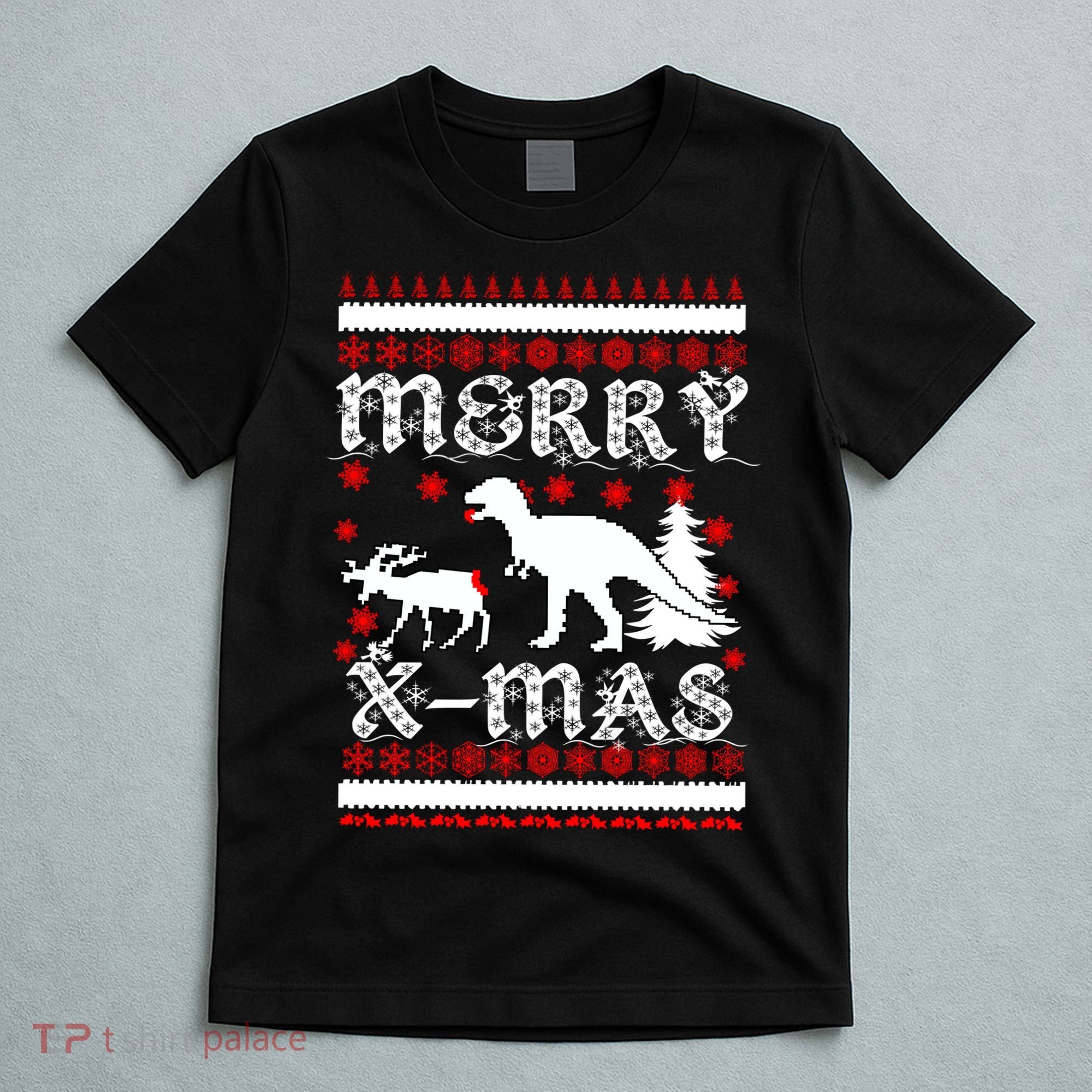 Ugly Christmas Sweater T-Rex Ate Reindeer T-Shirt