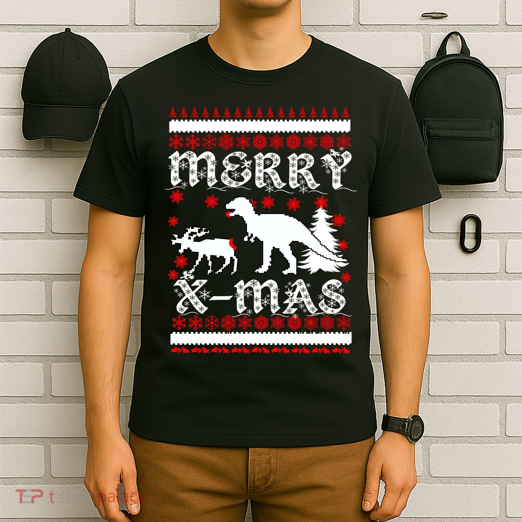 Ugly Christmas Sweater T-Rex Ate Reindeer T-Shirt