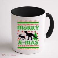 Ugly Christmas Sweater T-Rex Ate Reindeer Coffee Mug thumb 1