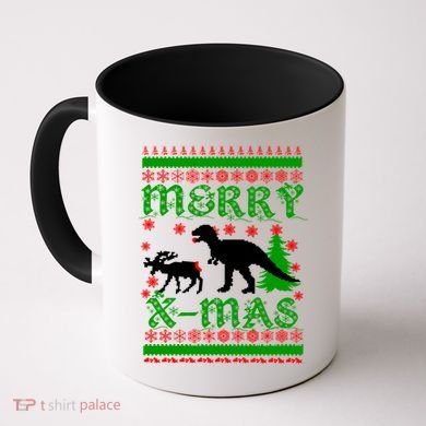Ugly Christmas Sweater T-Rex Ate Reindeer Coffee Mug