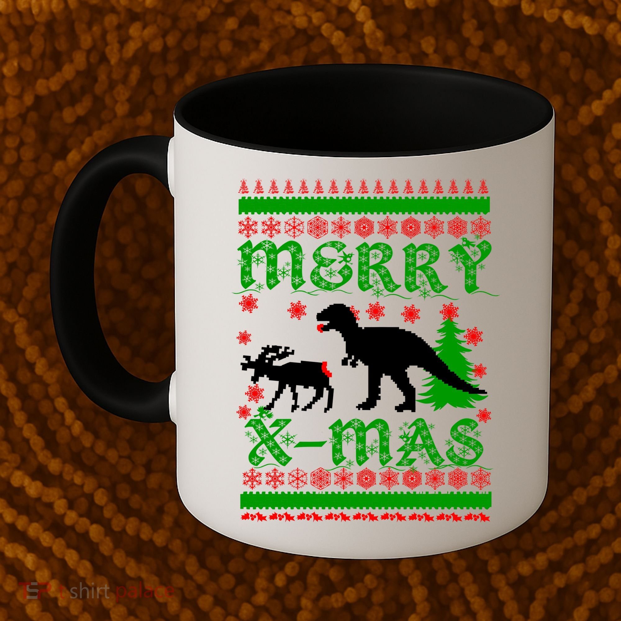 Ugly Christmas Sweater T-Rex Ate Reindeer Coffee Mug