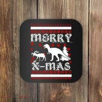 Ugly Christmas Sweater T-Rex Ate Reindeer Coaster thumb 0