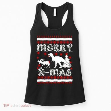 Ugly Christmas Sweater T-Rex Ate Reindeer Women's Tank Top