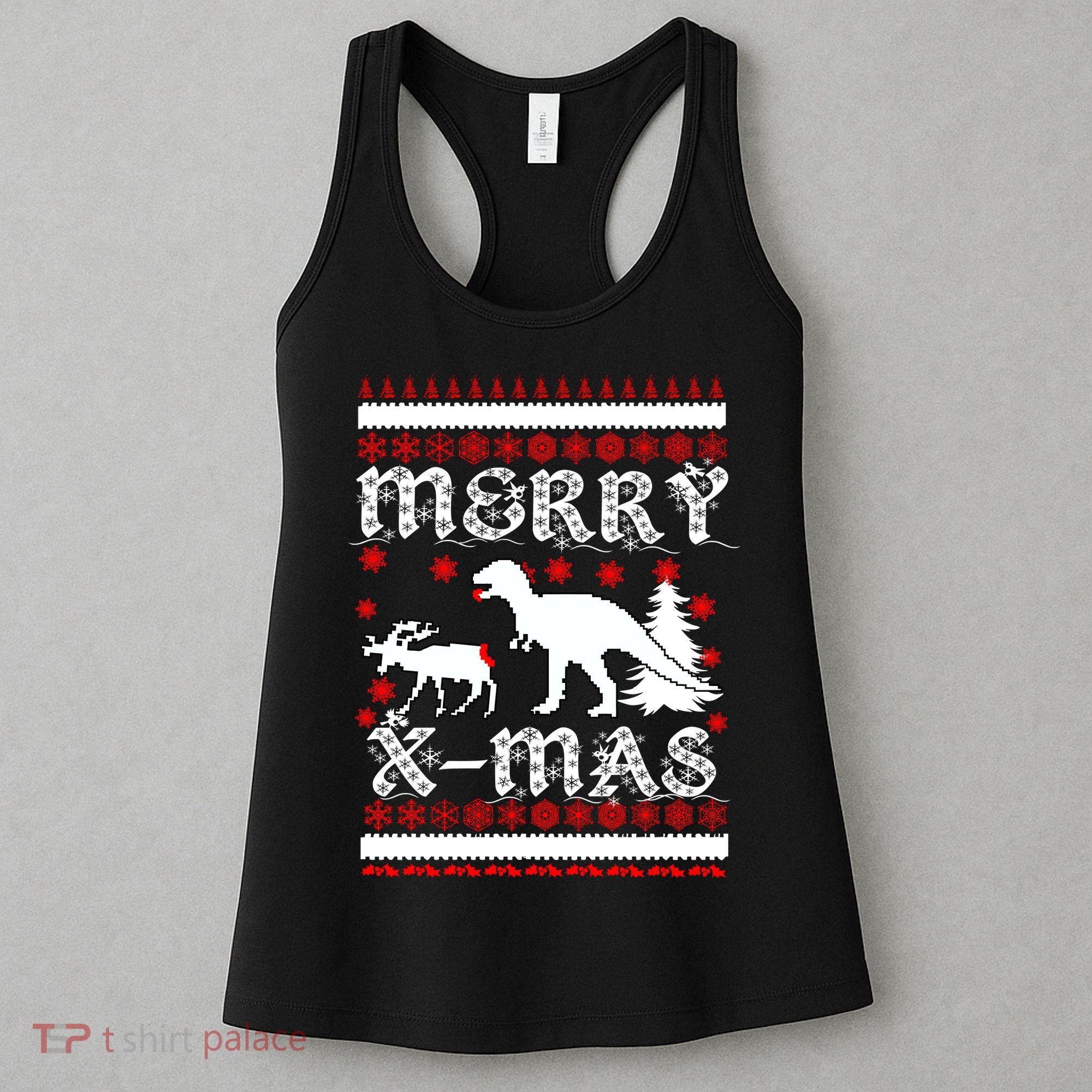Ugly Christmas Sweater T-Rex Ate Reindeer Women's Tank Top