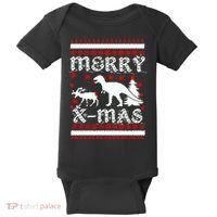 Ugly Christmas Sweater T-Rex Ate Reindeer Baby Bodysuit thumb 0
