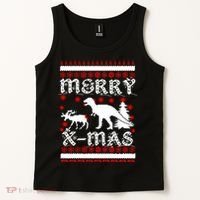 Ugly Christmas Sweater T-Rex Ate Reindeer Tank Top thumb 2