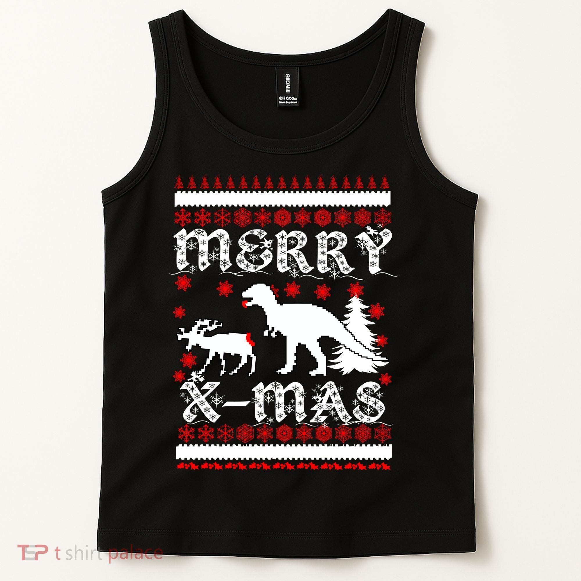 Ugly Christmas Sweater T-Rex Ate Reindeer Tank Top
