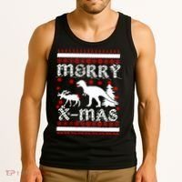 Ugly Christmas Sweater T-Rex Ate Reindeer Tank Top thumb 3