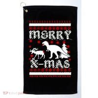 Ugly Christmas Sweater T-Rex Ate Reindeer Golf Towel thumb 0