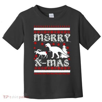 Ugly Christmas Sweater T-Rex Ate Reindeer Toddler T-Shirt