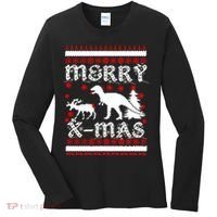 Ugly Christmas Sweater T-Rex Ate Reindeer Women's Long Sleeve Shirt thumb 0