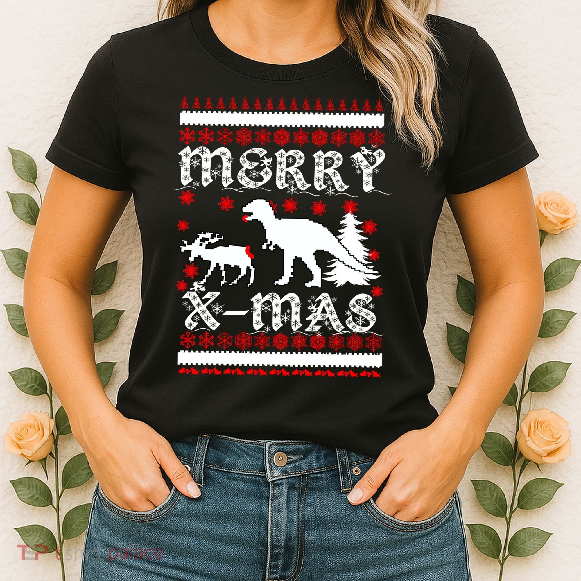 Ugly Christmas Sweater T-Rex Ate Reindeer Women's T-Shirt
