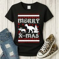 Ugly Christmas Sweater T-Rex Ate Reindeer Women's T-Shirt thumb 3