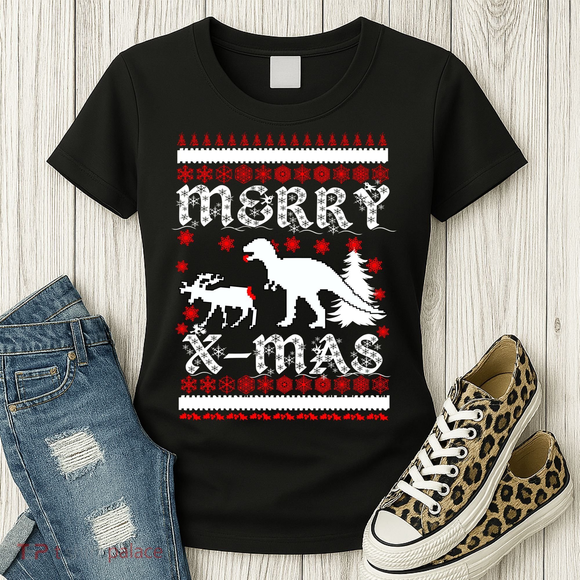 Ugly Christmas Sweater T-Rex Ate Reindeer Women's T-Shirt