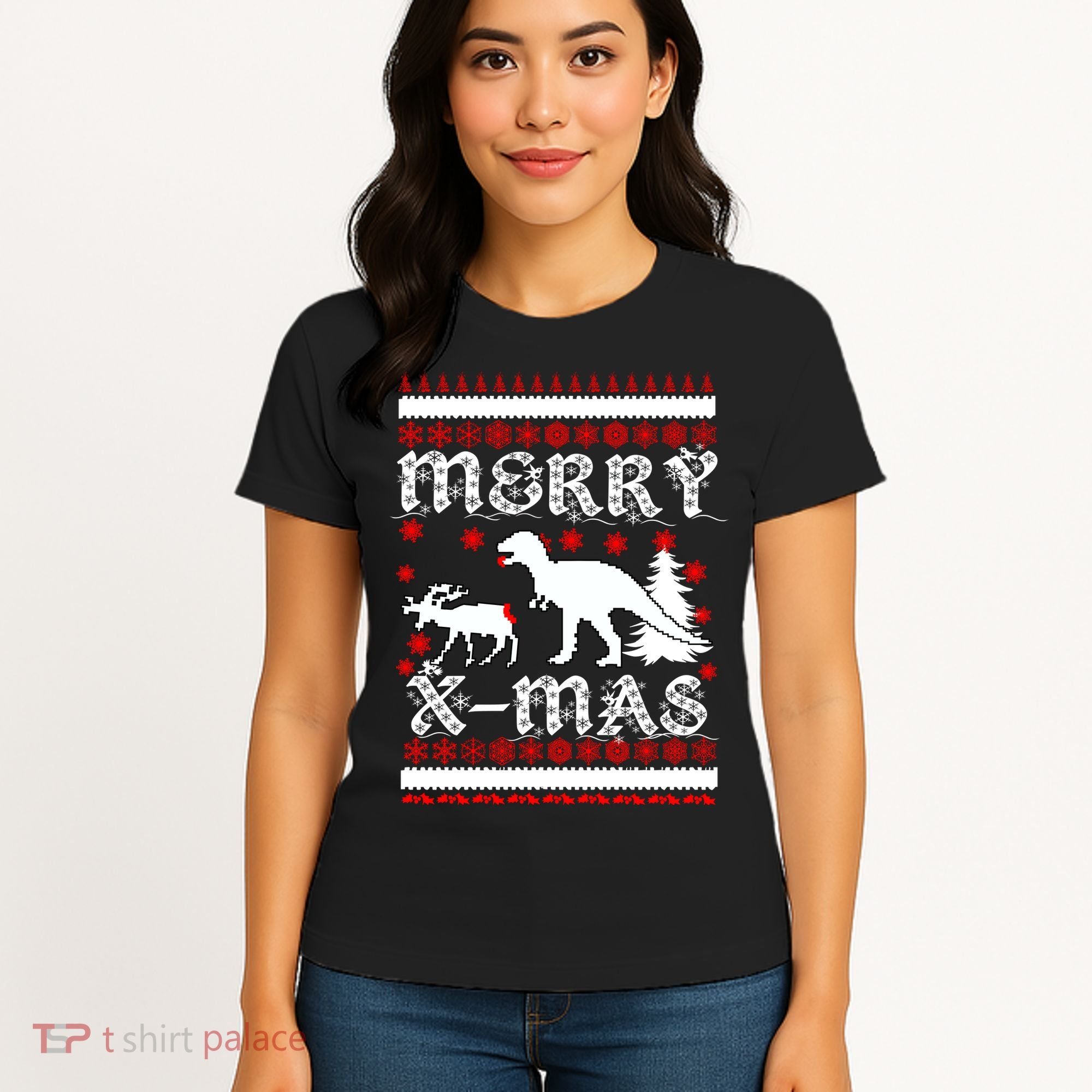 Ugly Christmas Sweater T-Rex Ate Reindeer Women's T-Shirt