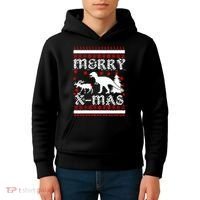 Ugly Christmas Sweater T-Rex Ate Reindeer Kids Hoodie thumb 4