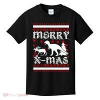 Ugly Christmas Sweater T-Rex Ate Reindeer Kids T-Shirt thumb 0