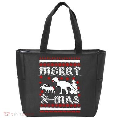 Ugly Christmas Sweater T-Rex Ate Reindeer Tote Bag