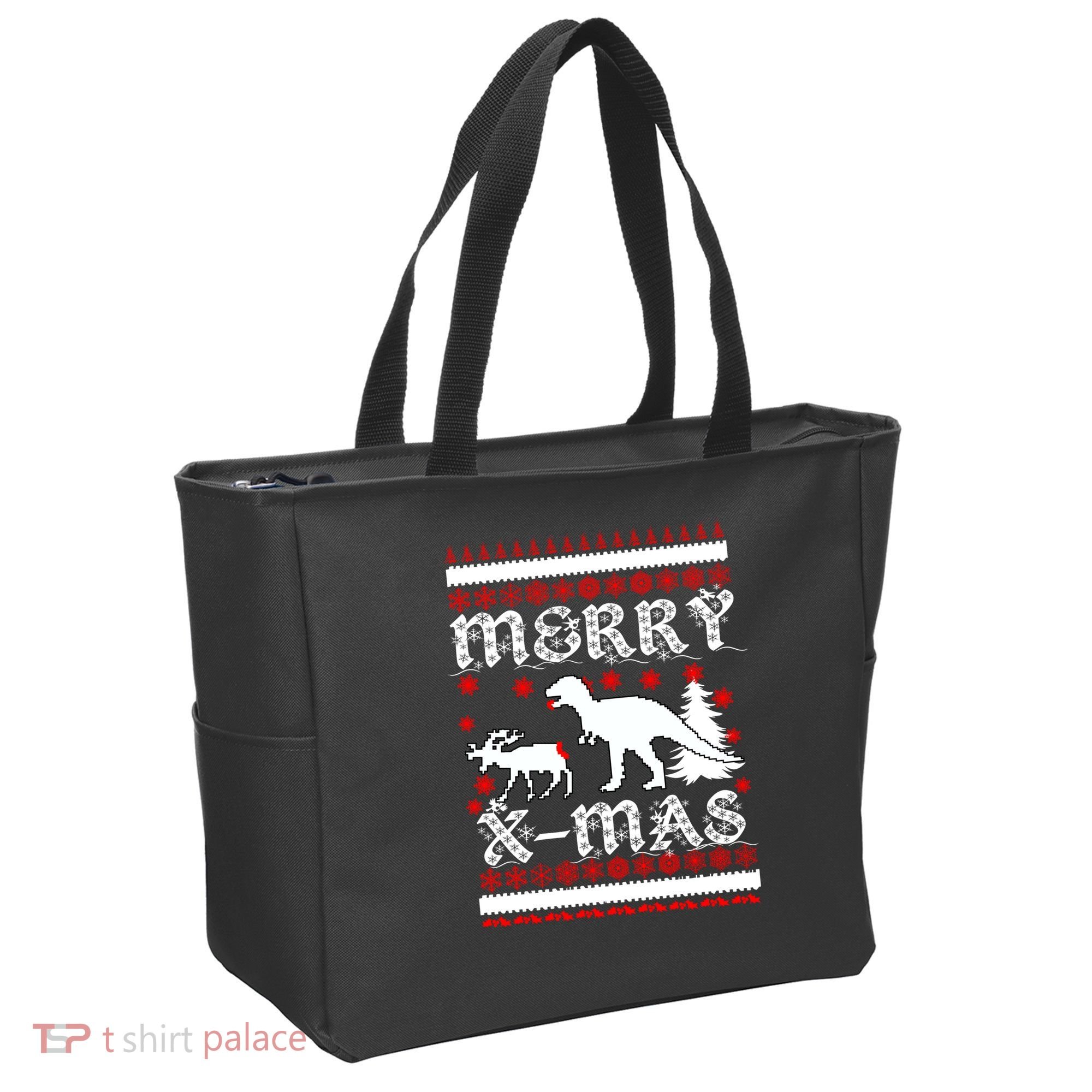 Ugly Christmas Sweater T-Rex Ate Reindeer Tote Bag