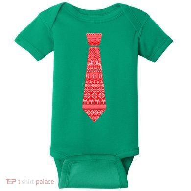 Ugly Christmas Sweater Tie Baby Bodysuit