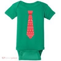 Ugly Christmas Sweater Tie Baby Bodysuit thumb 0