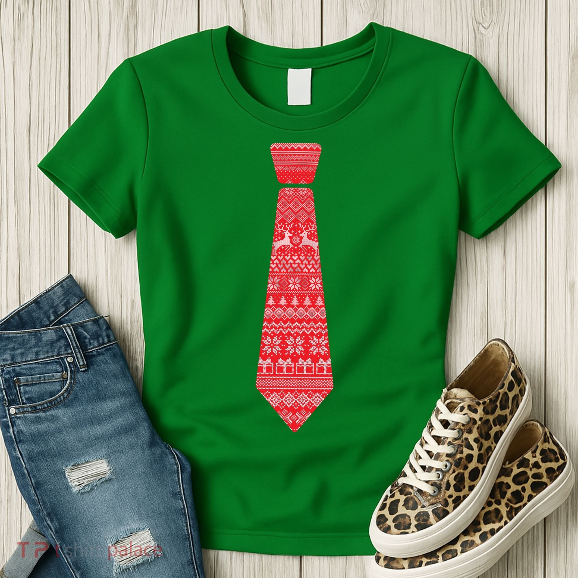 Ugly Christmas Sweater Tie Women's T-Shirt