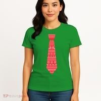Ugly Christmas Sweater Tie Women's T-Shirt thumb 4