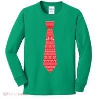 Ugly Christmas Sweater Tie Kids Long Sleeve Shirt thumb 0