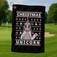 Ugly Christmas Sweater Unicorn Golf Towel thumb 1