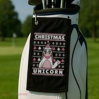 Ugly Christmas Sweater Unicorn Golf Towel thumb 2