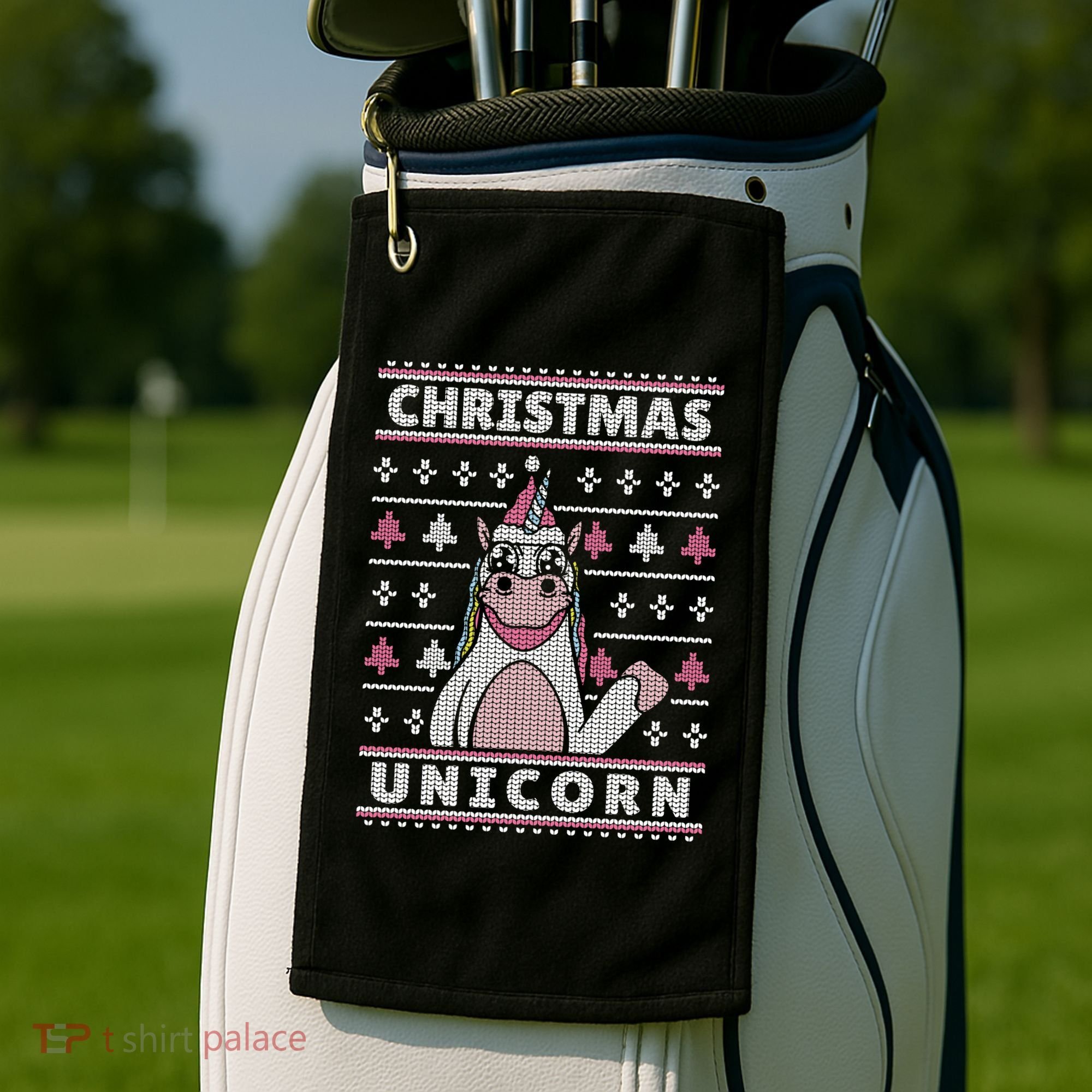 Ugly Christmas Sweater Unicorn Golf Towel