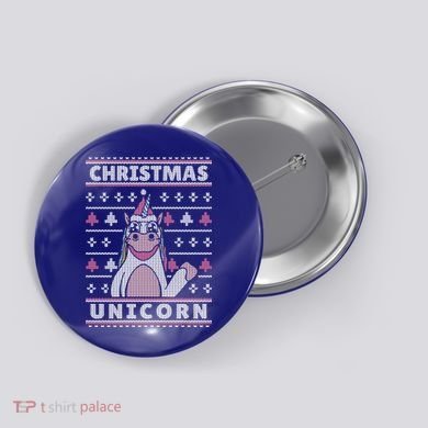 Ugly Christmas Sweater Unicorn Button