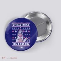 Ugly Christmas Sweater Unicorn Button thumb 0