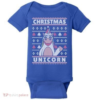Ugly Christmas Sweater Unicorn Baby Bodysuit