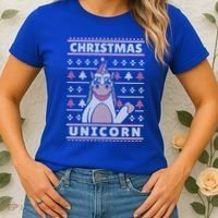 Ugly Christmas Sweater Unicorn Women's T-Shirt thumb 2