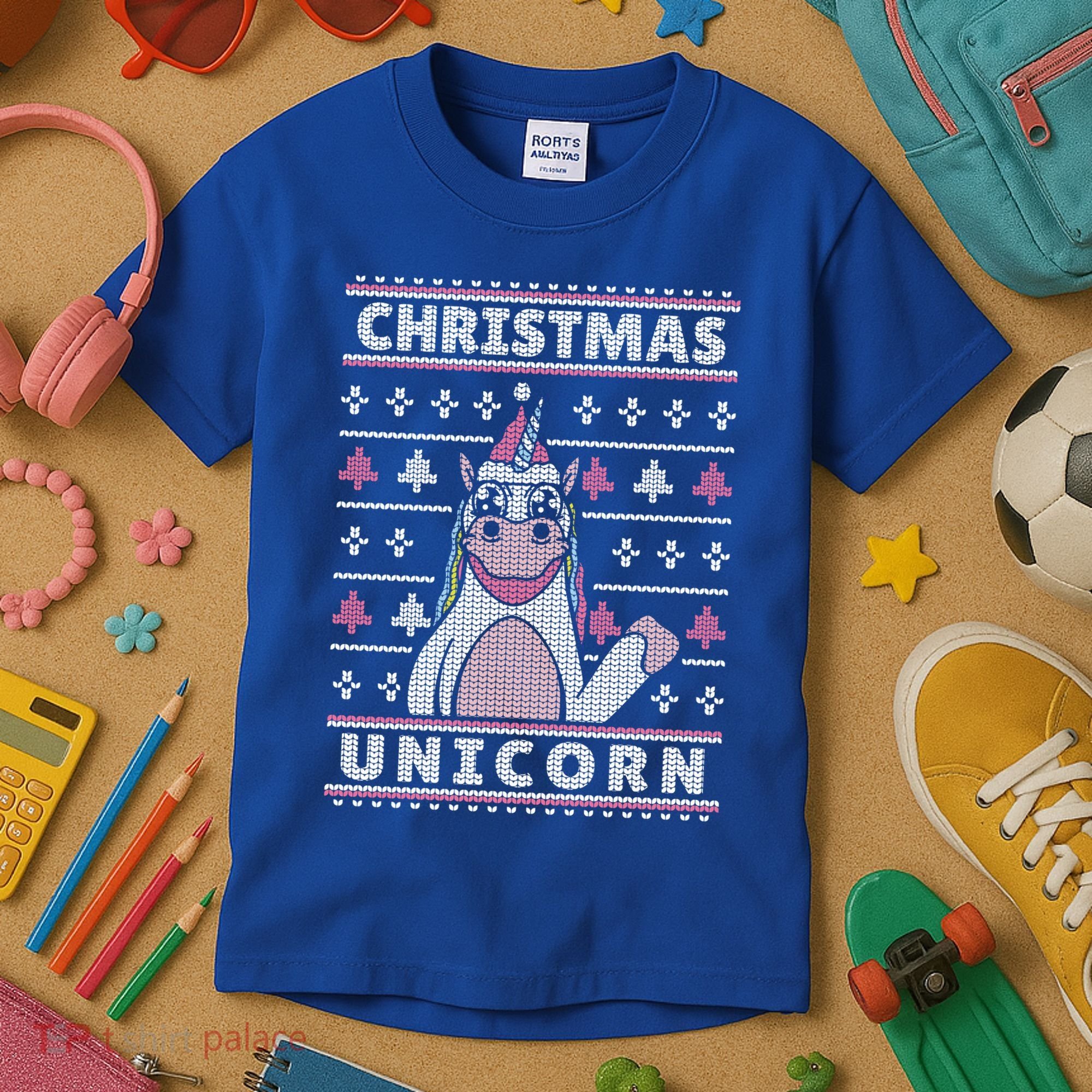 Ugly Christmas Sweater Unicorn Kids T-Shirt