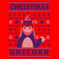 Ugly Christmas Sweater Unicorn Santa Hat thumb 1