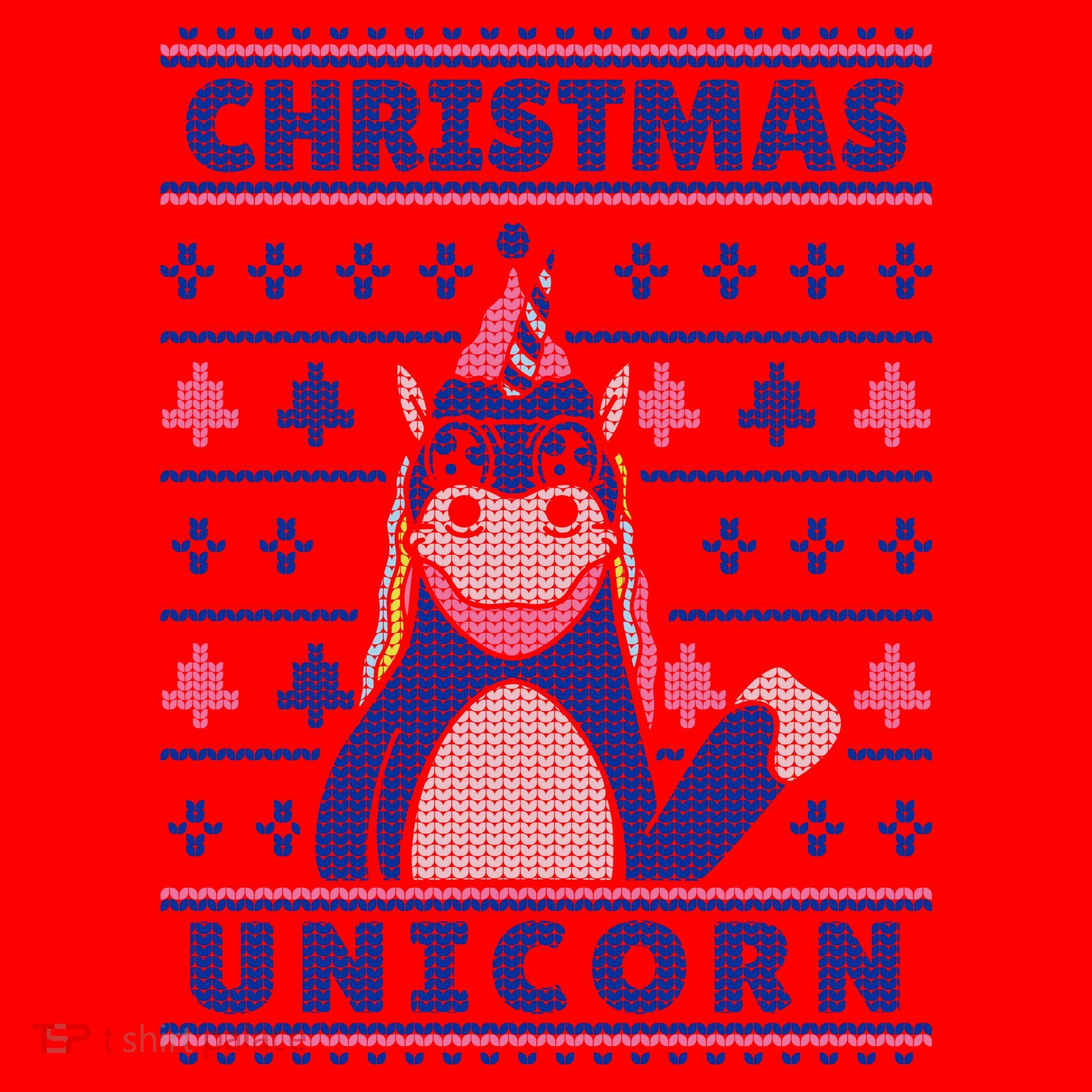 Ugly Christmas Sweater Unicorn Santa Hat